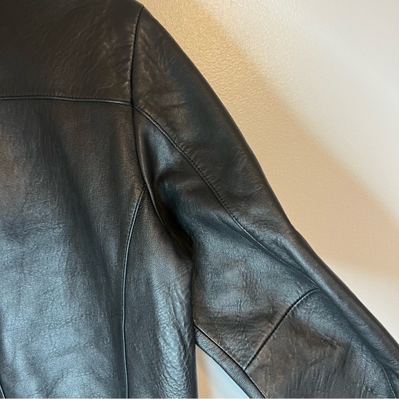 Mossimo Womens Black 100% Leather Moto Jacket Zippers Sz L Soft Biker Motorcycle - Picture 12 of 16